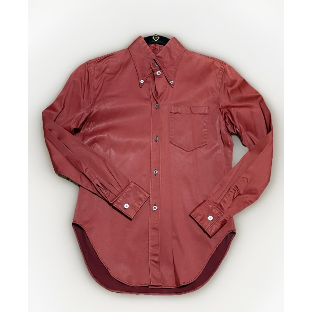 90s Vintage ALEXANDER MCQUEEN Shirt Long Sleeve Button Up Red Oxblood Dagger Y2K